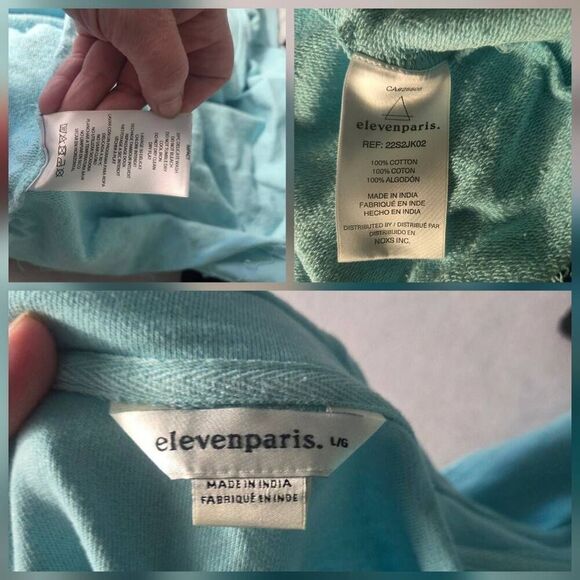 Eleven Paris Oversized French Terry Raglan Button Up Collared Sweatshirt Sz. L - Picture 4 of 8